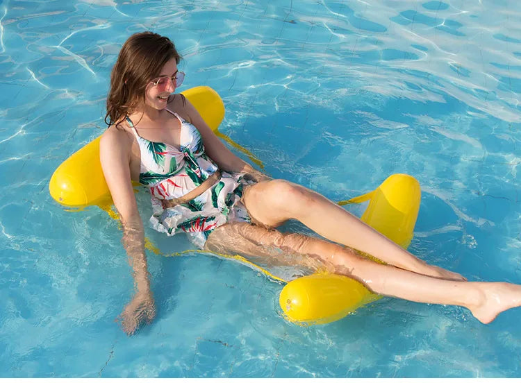 Inflatable Stripe Pool Hammock Lounge Chair | Floating Water Mattress
