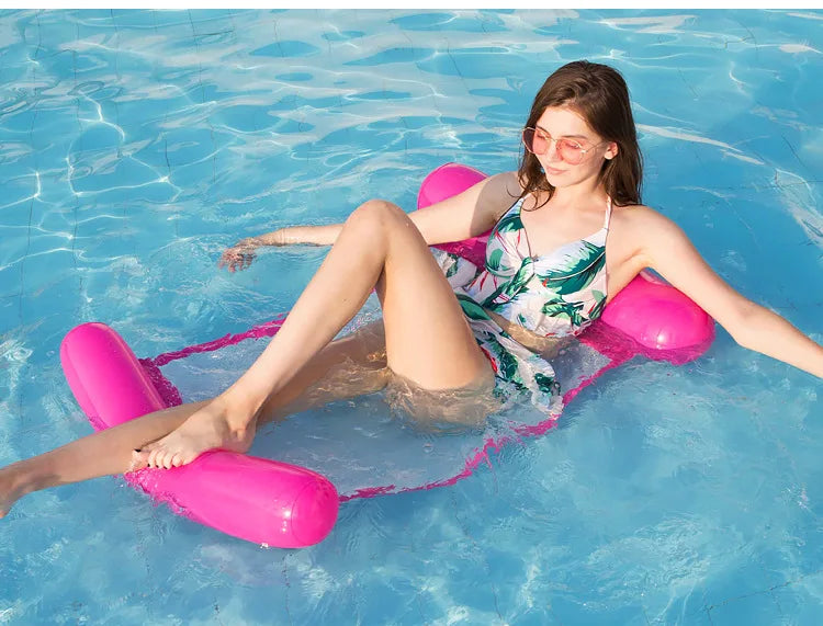 Inflatable Stripe Pool Hammock Lounge Chair | Floating Water Mattress