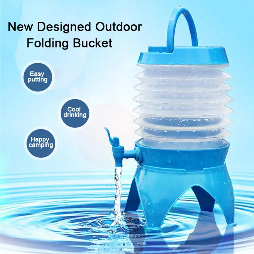 Collapsible Outdoor Camping Water Container – Foldable Storage Bucket with Tap