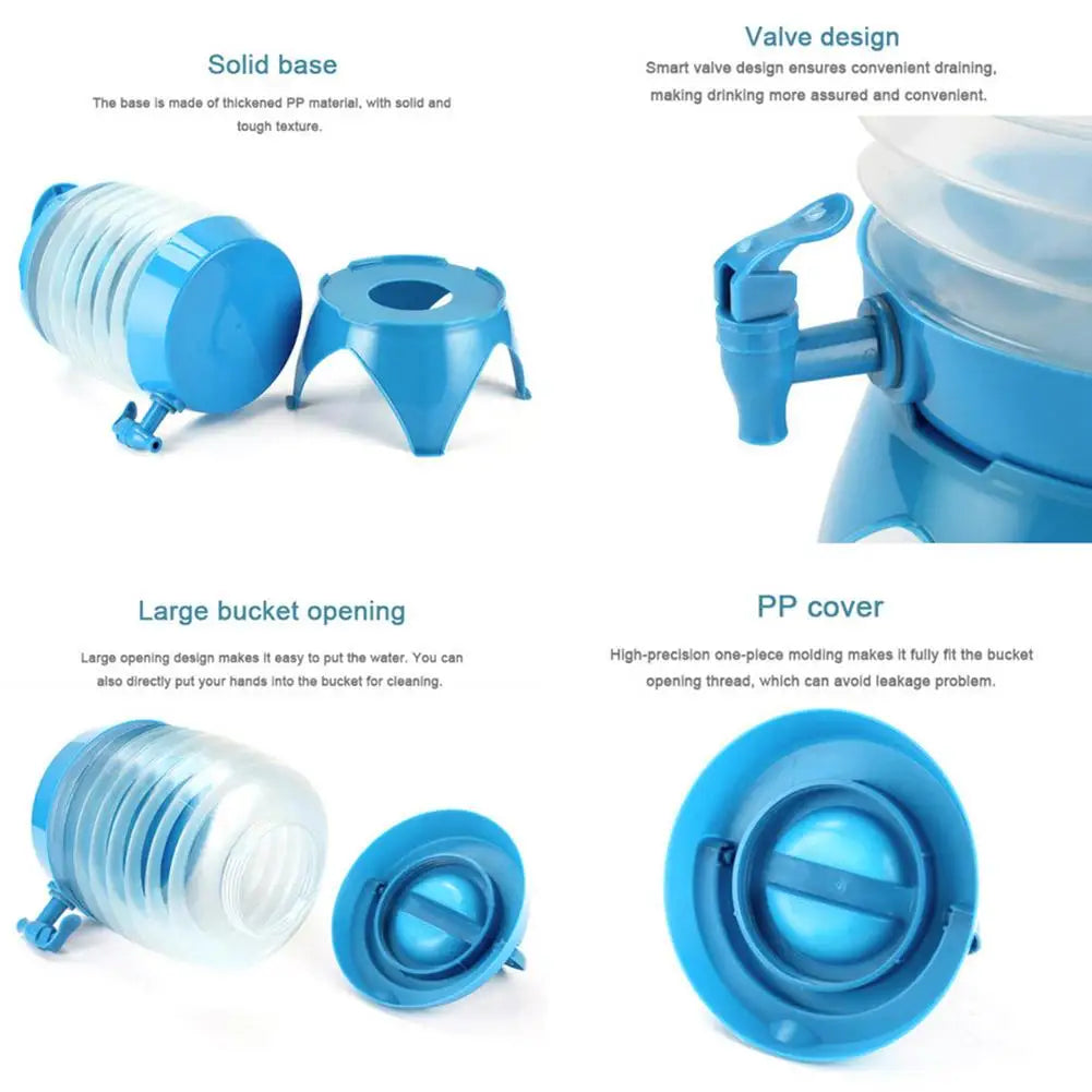 Collapsible Outdoor Camping Water Container – Foldable Storage Bucket with Tap