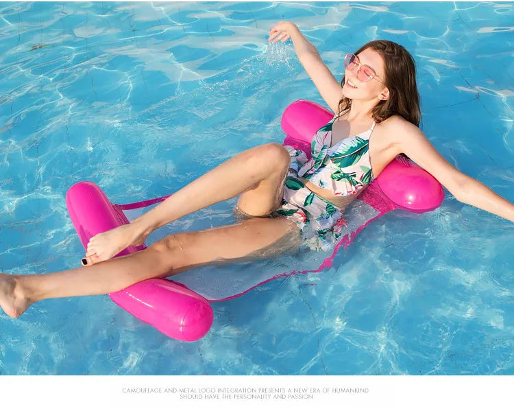 Inflatable Stripe Pool Hammock Lounge Chair | Floating Water Mattress