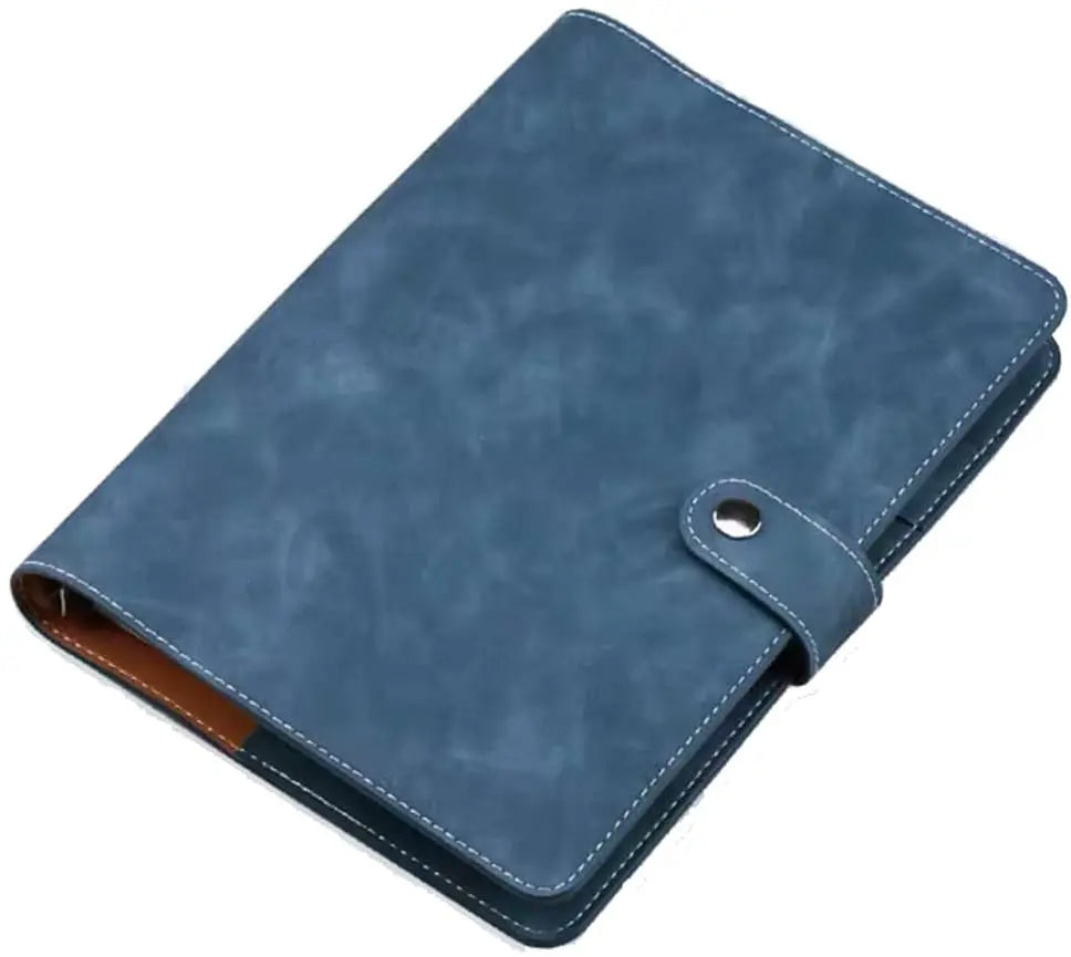 A5 PU Leather Binder Cover Refillable 6 Ring Notebook Organizer with Magnetic Buckle