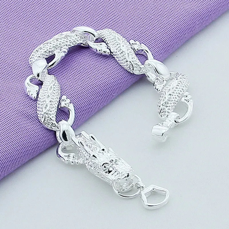 DOTEFFIL 925 Sterling Silver Dragon Cuff Bracelet For Man Women Charm Wedding Engagement Party Fashion Jewelry