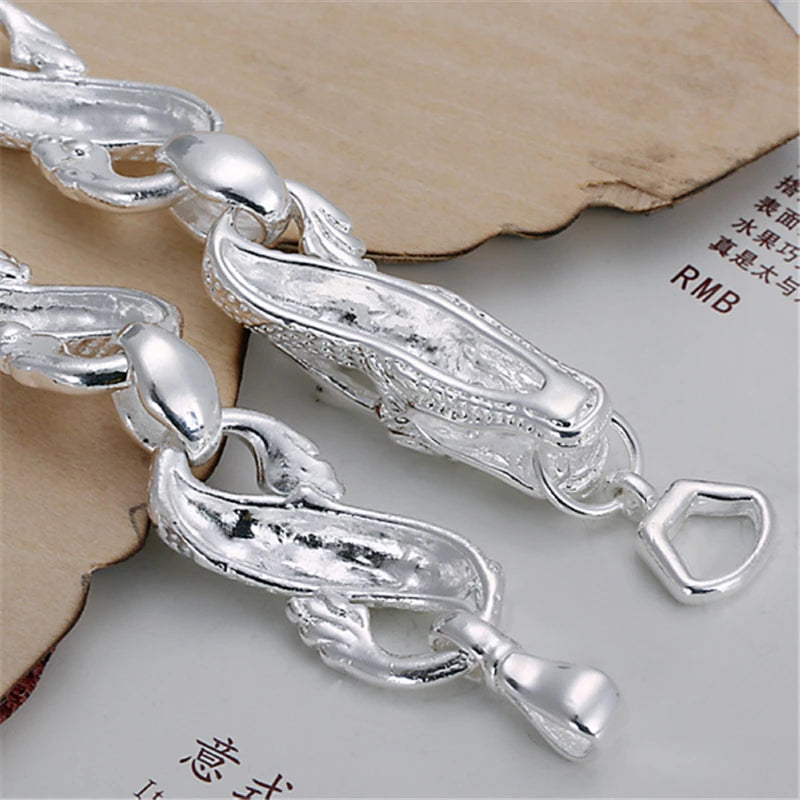 DOTEFFIL 925 Sterling Silver Dragon Cuff Bracelet For Man Women Charm Wedding Engagement Party Fashion Jewelry