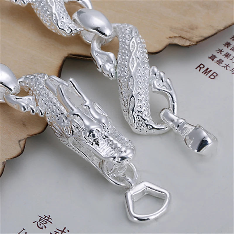 DOTEFFIL 925 Sterling Silver Dragon Cuff Bracelet For Man Women Charm Wedding Engagement Party Fashion Jewelry