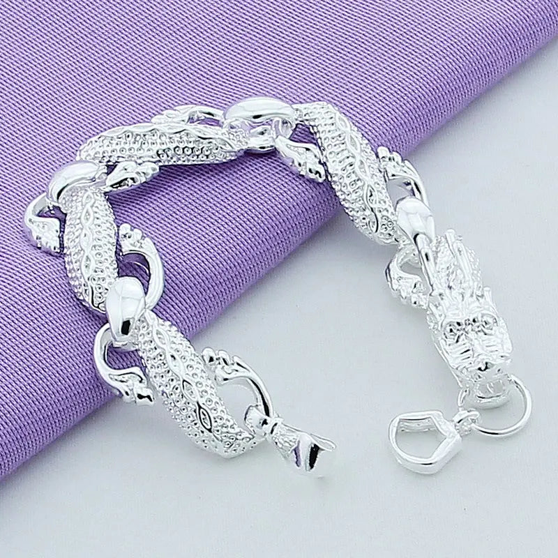 DOTEFFIL 925 Sterling Silver Dragon Cuff Bracelet For Man Women Charm Wedding Engagement Party Fashion Jewelry