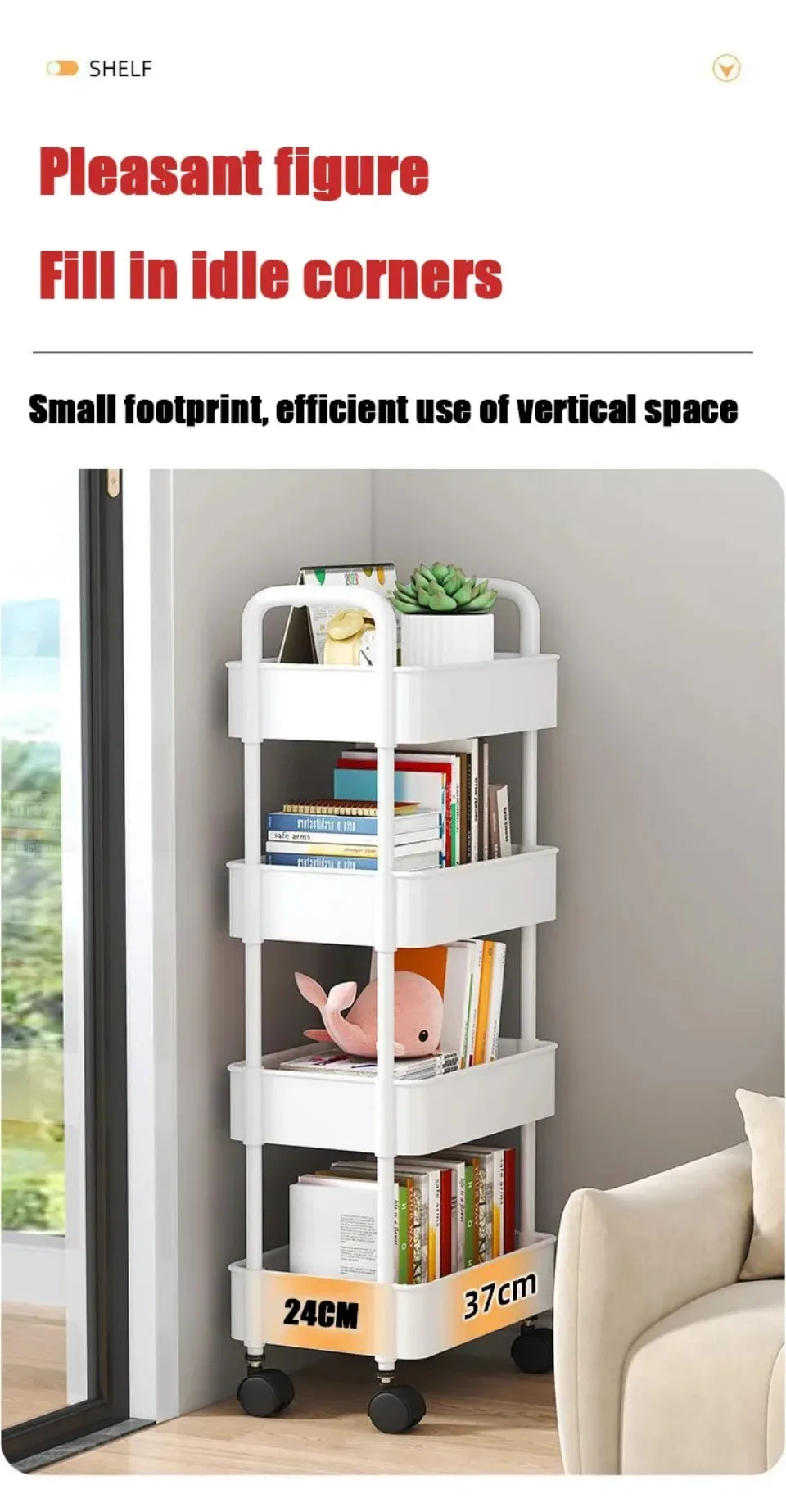 Mobile Multi-Layer Storage Trolley Cart