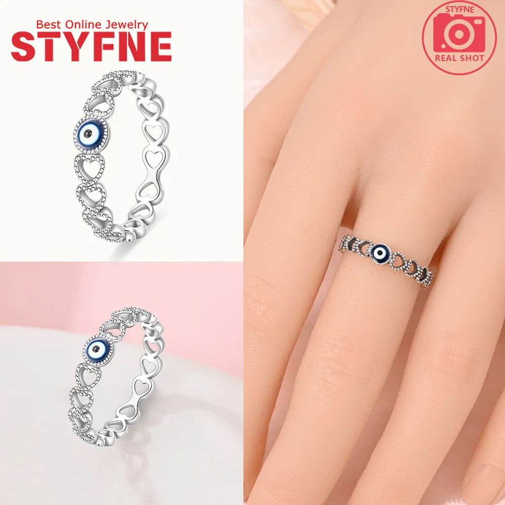 925 Sterling Silver Blue Evil Eyes Ring Original Design Zircon Finger Lucky Sign Rings for Women High Quality Fine Jewelry Gift