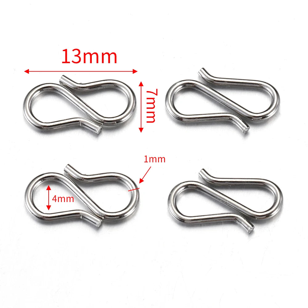 20Pcs Stainless Steel Gold S Hook Clasps DIY Necklace Bracelet Connectors