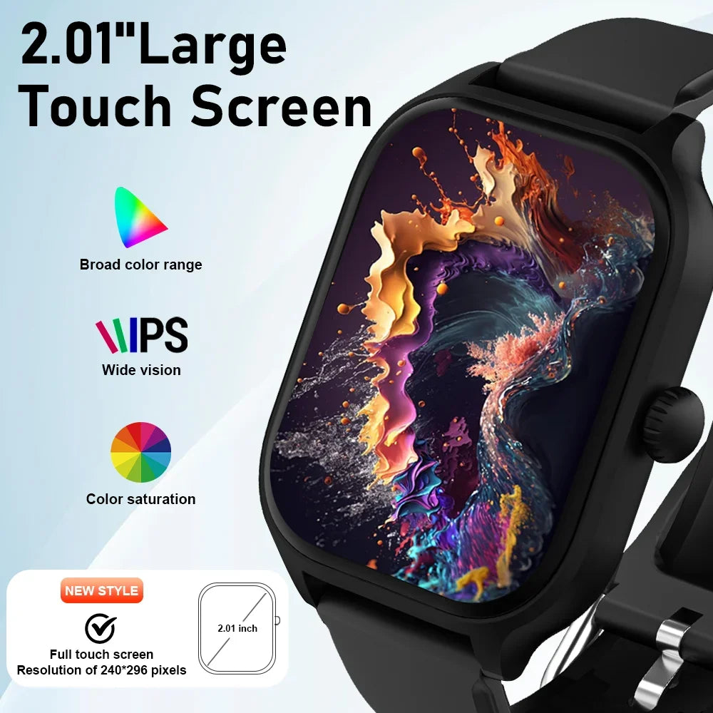 2.01 inch HD Touch Screen Smart Watch with Bluetooth Call & Fitness Tracker