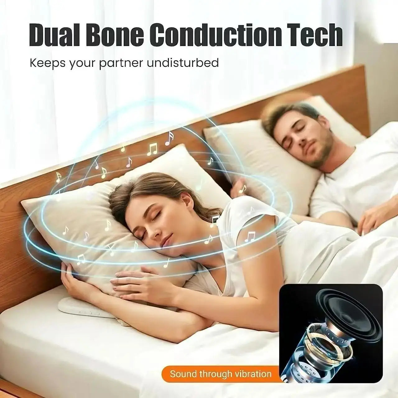 Bone Conduction Pillow Speaker Bluetooth Under Pillow Sleep Aid White Noise Machine Sound Box for Side Sleeper Gift