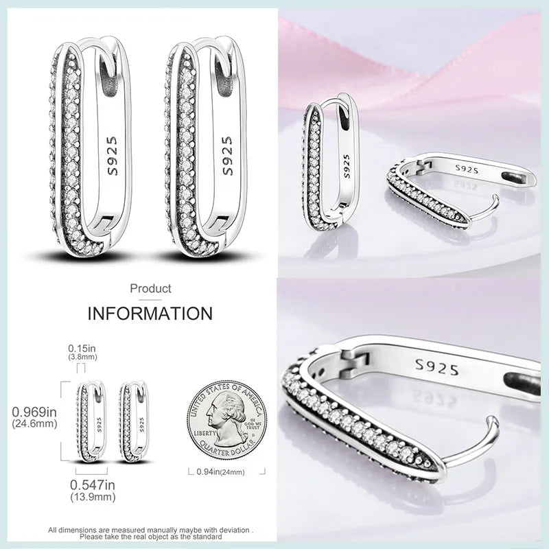 925 Sterling Silver Hoops Earrings Hypoallergenic Hoops Earrings With Zirconia Fashion High Quality Jewelry for Women Girls
