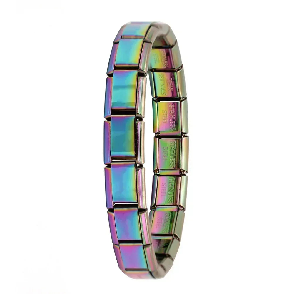 Italian Elastic Stainless Steel Charm Bracelet 9mm