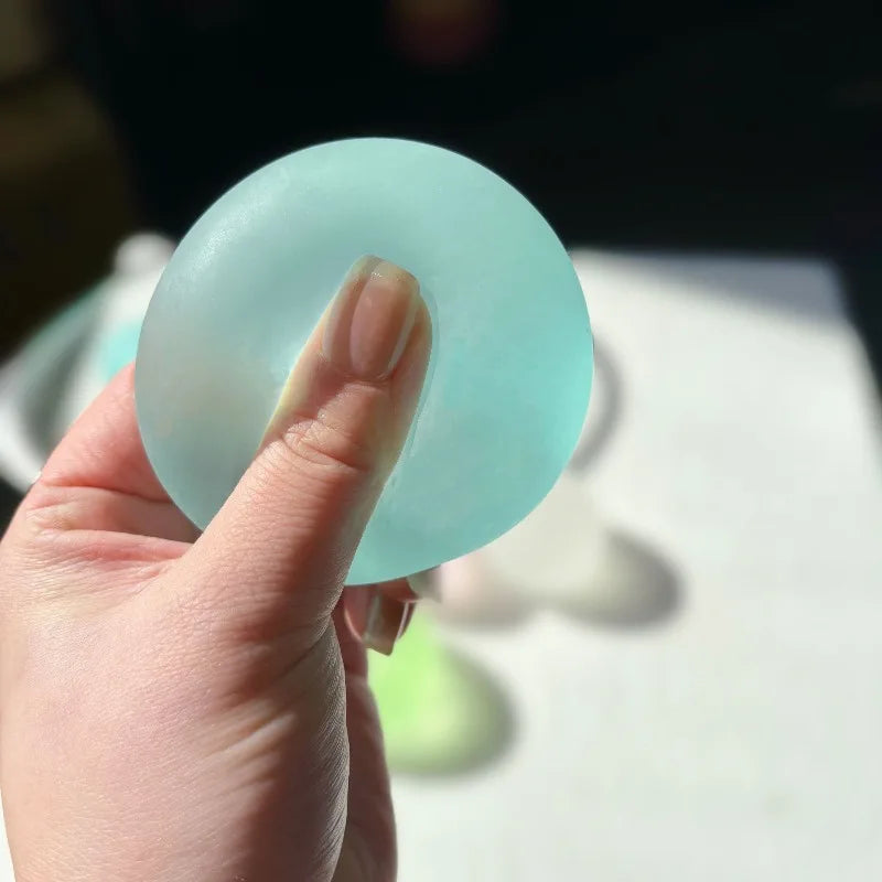 Squishy Blue Maltose Fidget Toy, Soft Pink Mochi Sensory Squeeze, Coconut Oil Ball Slow-Rebound Decompression Toy Xmas Gift