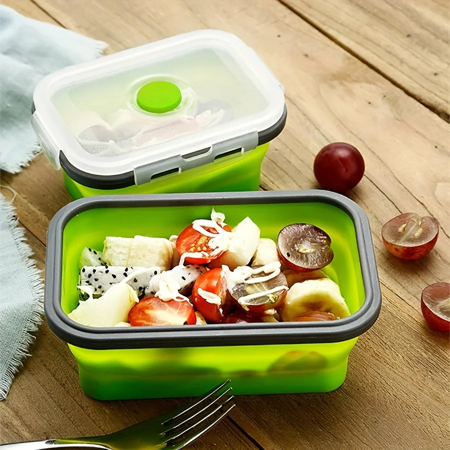Collapsible Silicone Food Storage Containers – Foldable Lunch Box Set