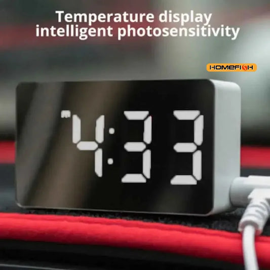 LED Mirror Alarm Clock Digital Desktop Table Time Display Night Light USB