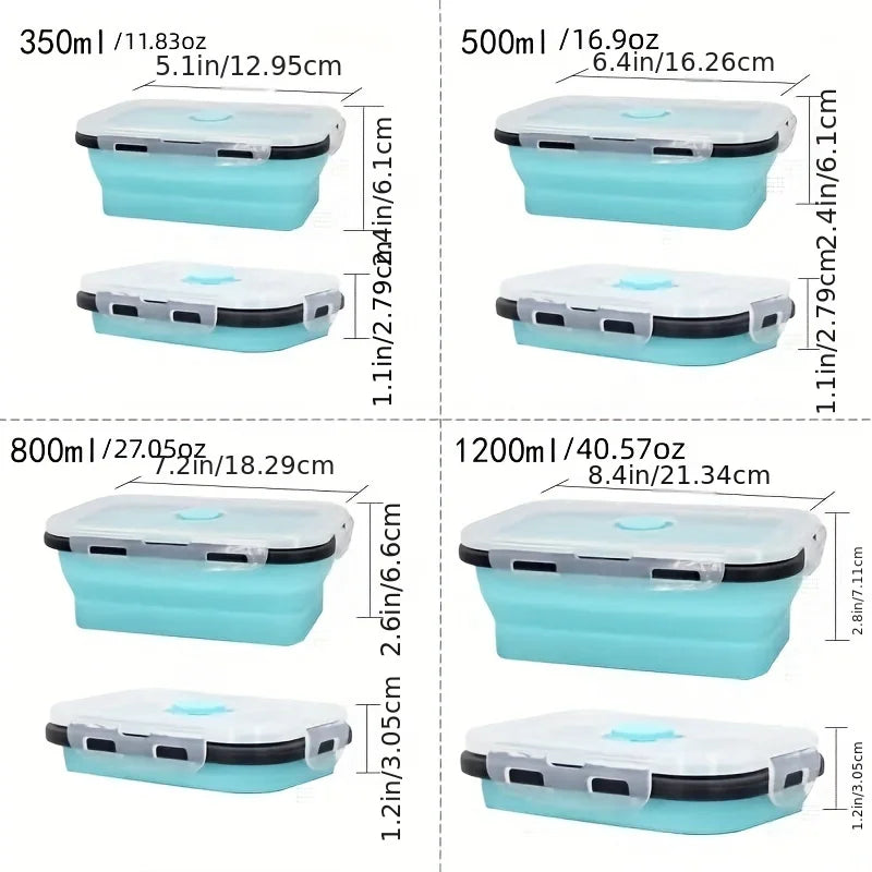 Collapsible Silicone Food Storage Containers – Foldable Lunch Box Set