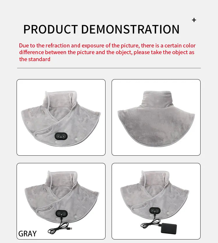 Electric Heating Pad Neck Shoulder Wrap Vibration Massager Thermal Brace Shawl