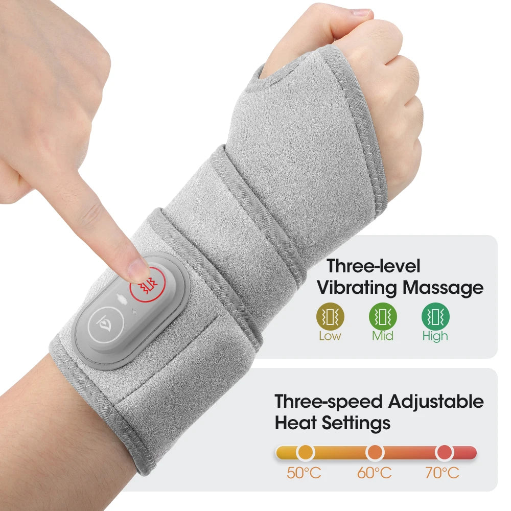 Red Light Therapy Wrist Massager Electric Infrared Heating Pad Vibration Wrap