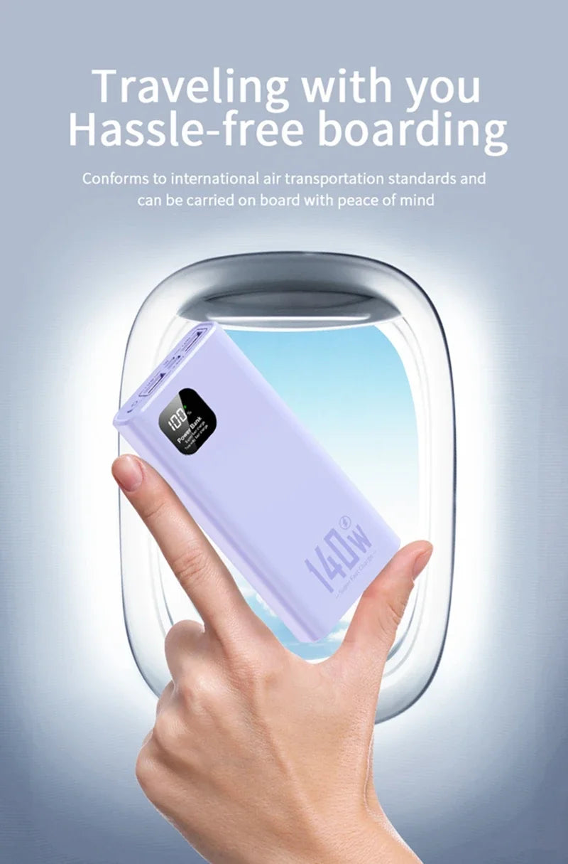 140W Super Fast Charging Power Bank – High Capacity Portable Battery for iPhone, Samsung & More