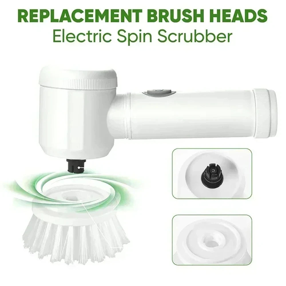 Cordless Electric Spin Scrubber – USB Rechargeable Waterproof Cleaning Brush with 5 Replaceable Heads