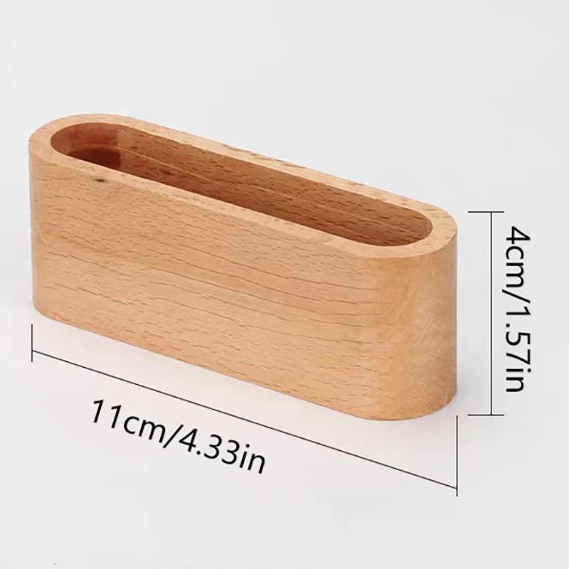 Wooden Business Card Holder with Pen Slot