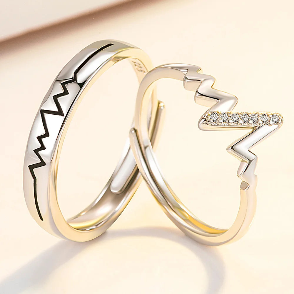 2Pcs 925 Sterling Silver Couples Ring Sets Light Polishing Simple Ring for Woman Man Classic Wedding Fine Jewelry Circle