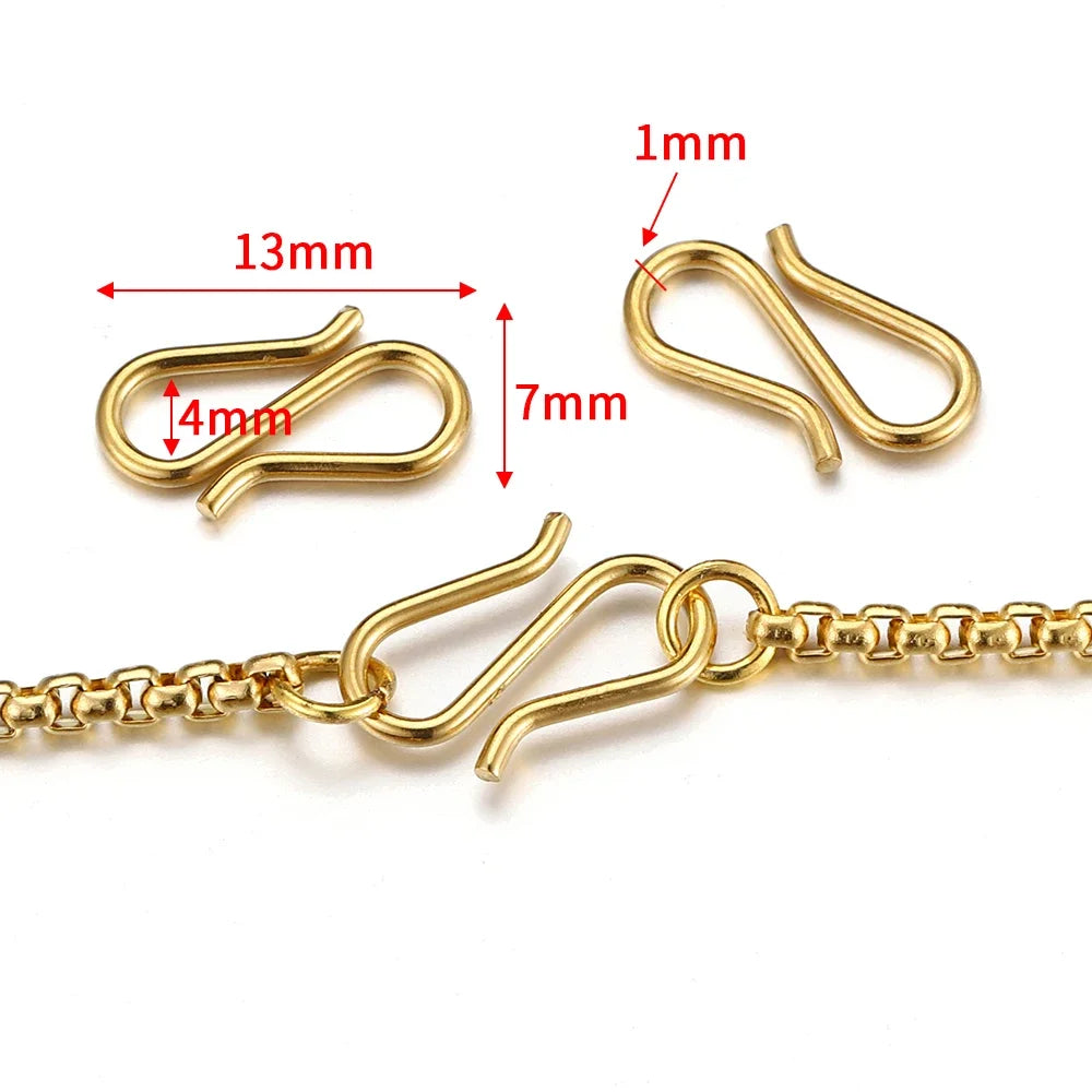 20Pcs Stainless Steel Gold S Hook Clasps DIY Necklace Bracelet Connectors