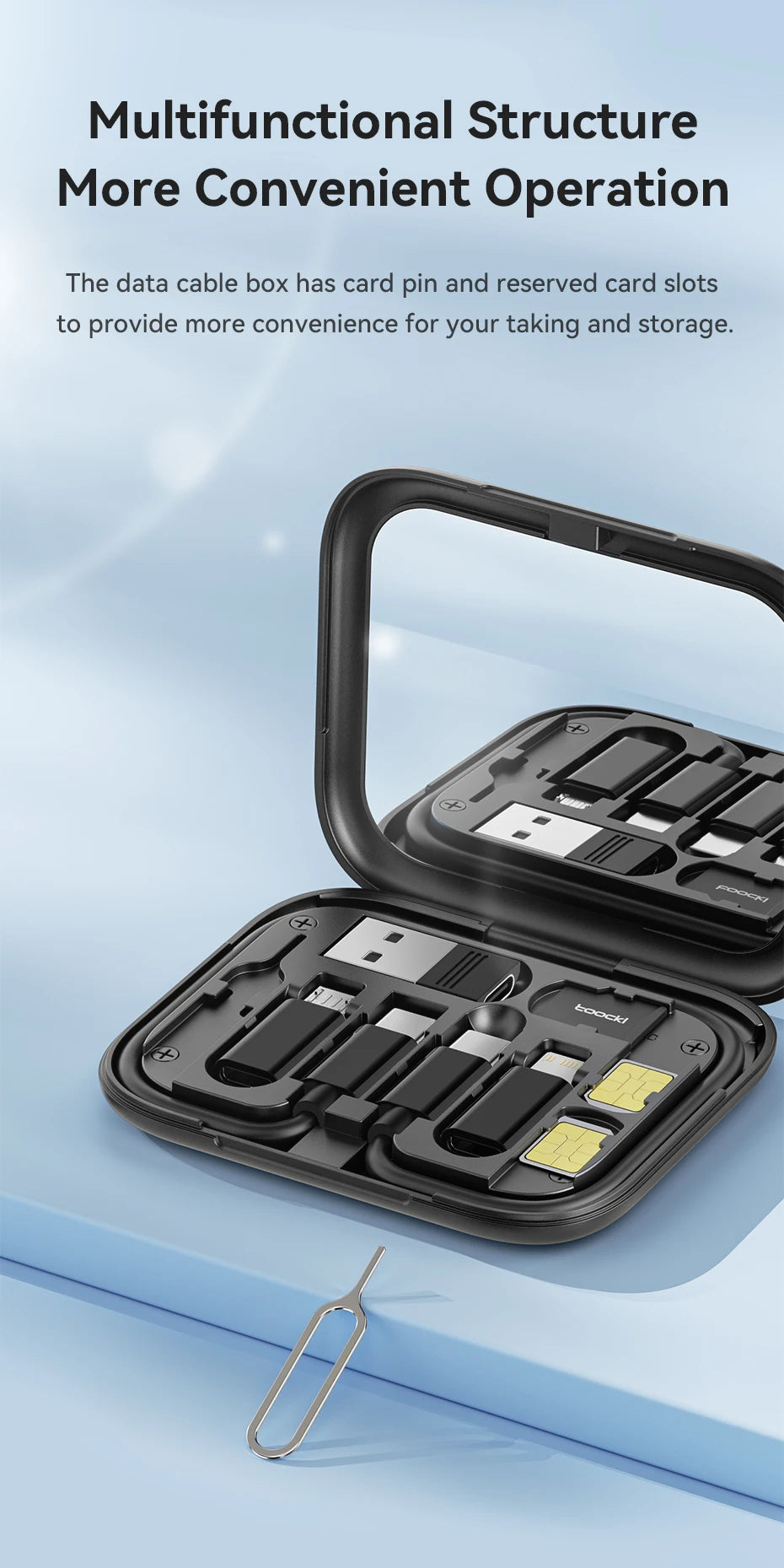 Toocki USB Type C To USB C Cable 60W 4 In 1 Mini Data Cable Set Storage Box Fast Charging Charger Mobile Phone Holder For Xiaomi