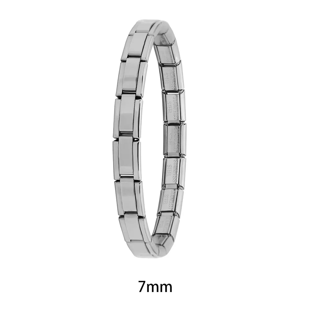Italian Elastic Stainless Steel Charm Bracelet 9mm
