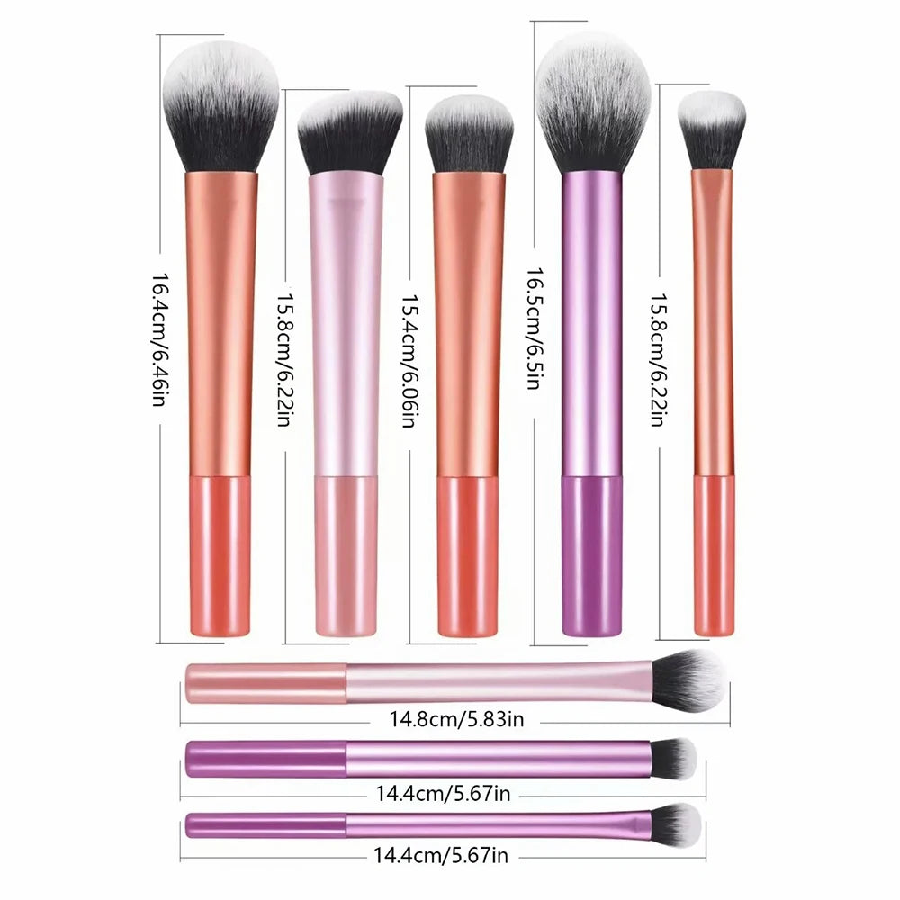 8pcs Soft Makeup Brush Kit – Foundation, Blush & Eyeshadow Set