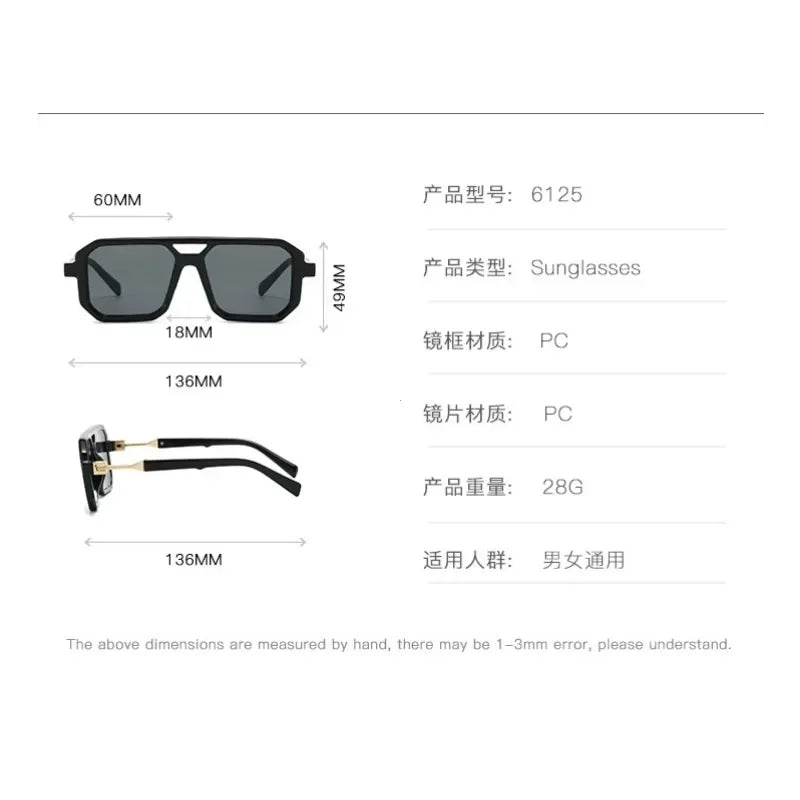 2025 Vintage Fashion Sun Protection Sunglasses for Men Square Shades Retro Flair Sunglasses Womens Trendy Shades Gafas De Sol