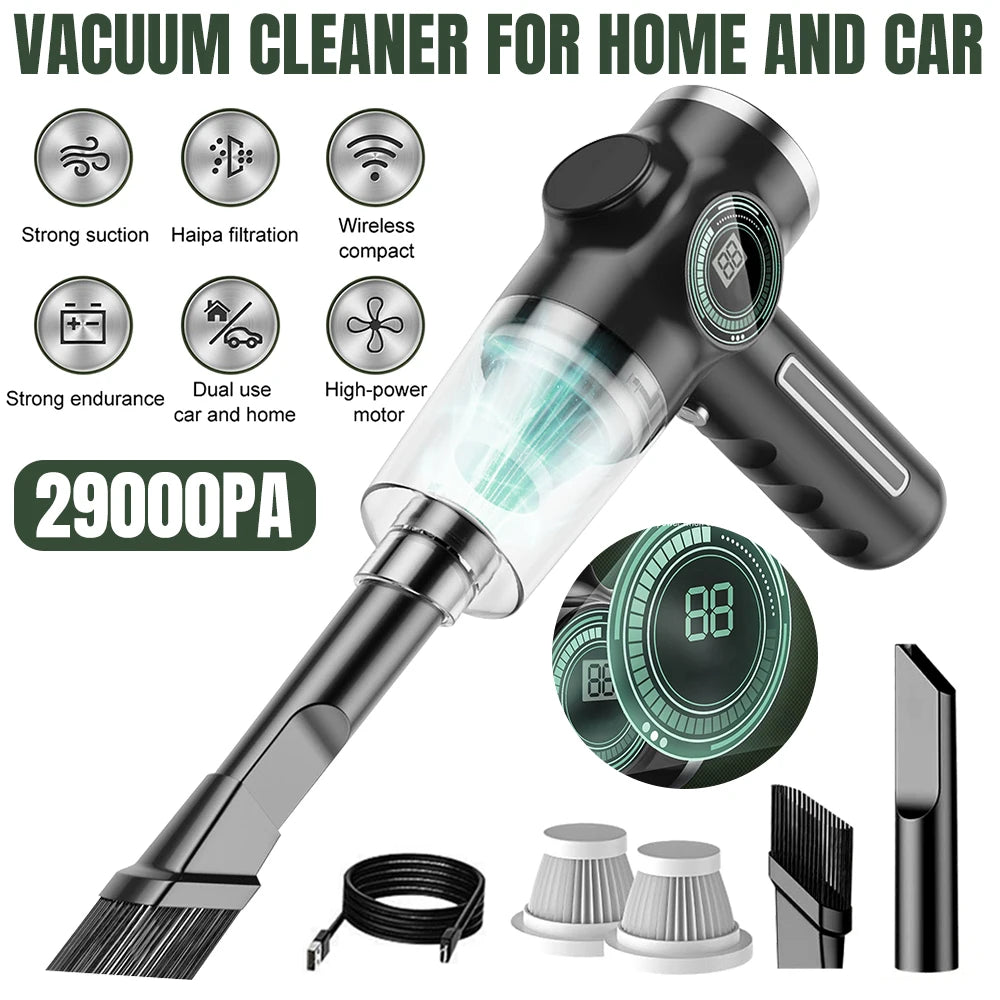 29000Pa Ultra-High Suction Mini Vacuum | 120W Wireless Handheld with Smart LCD Display