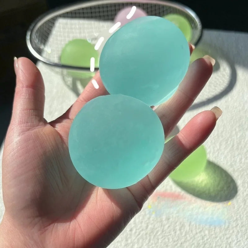 Squishy Blue Maltose Fidget Toy, Soft Pink Mochi Sensory Squeeze, Coconut Oil Ball Slow-Rebound Decompression Toy Xmas Gift