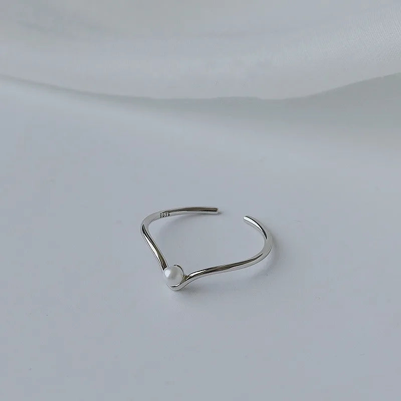 925 Sterling Silver Pearl Smile Adjustable Ring
