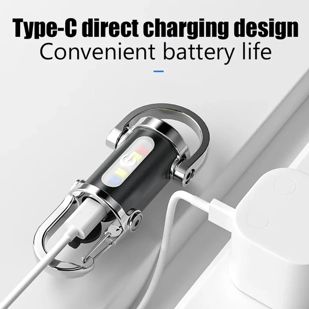 Rechargeable COB LED Keychain Flashlight – Multifunctional Portable Pocket Torch for Camping & Hiking