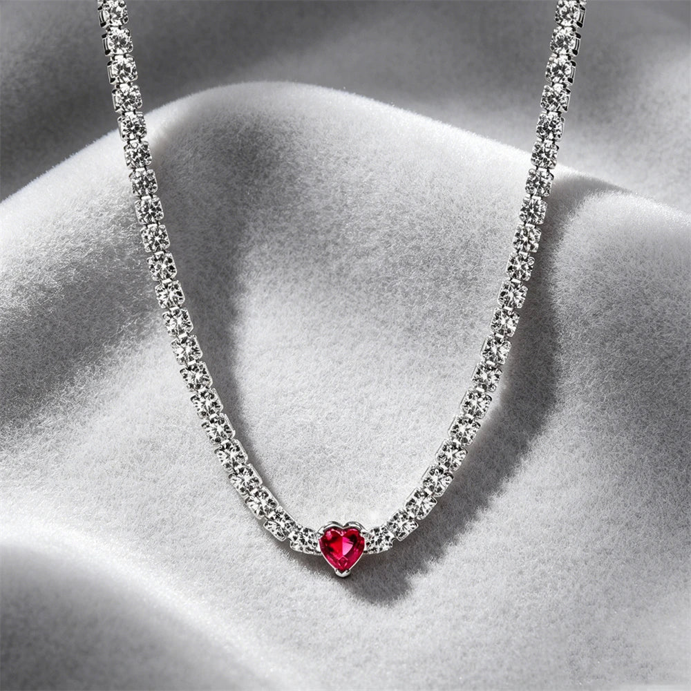 925 Sterling Silver Colorful Heart Necklace 2026