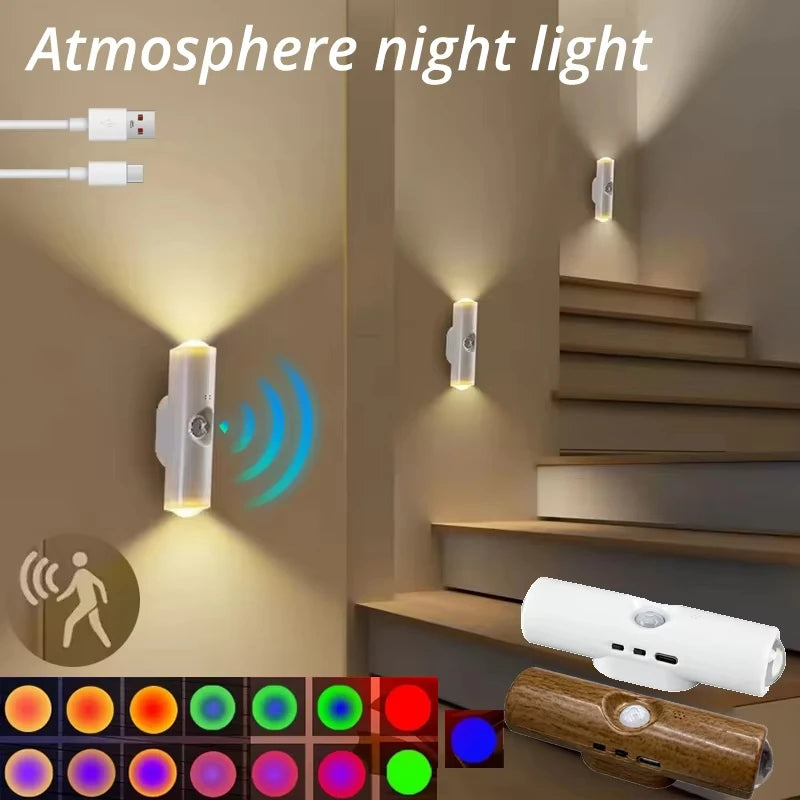 Smart RGB Motion Sensor Wall Light – Rechargeable Magnetic Night Lamp
