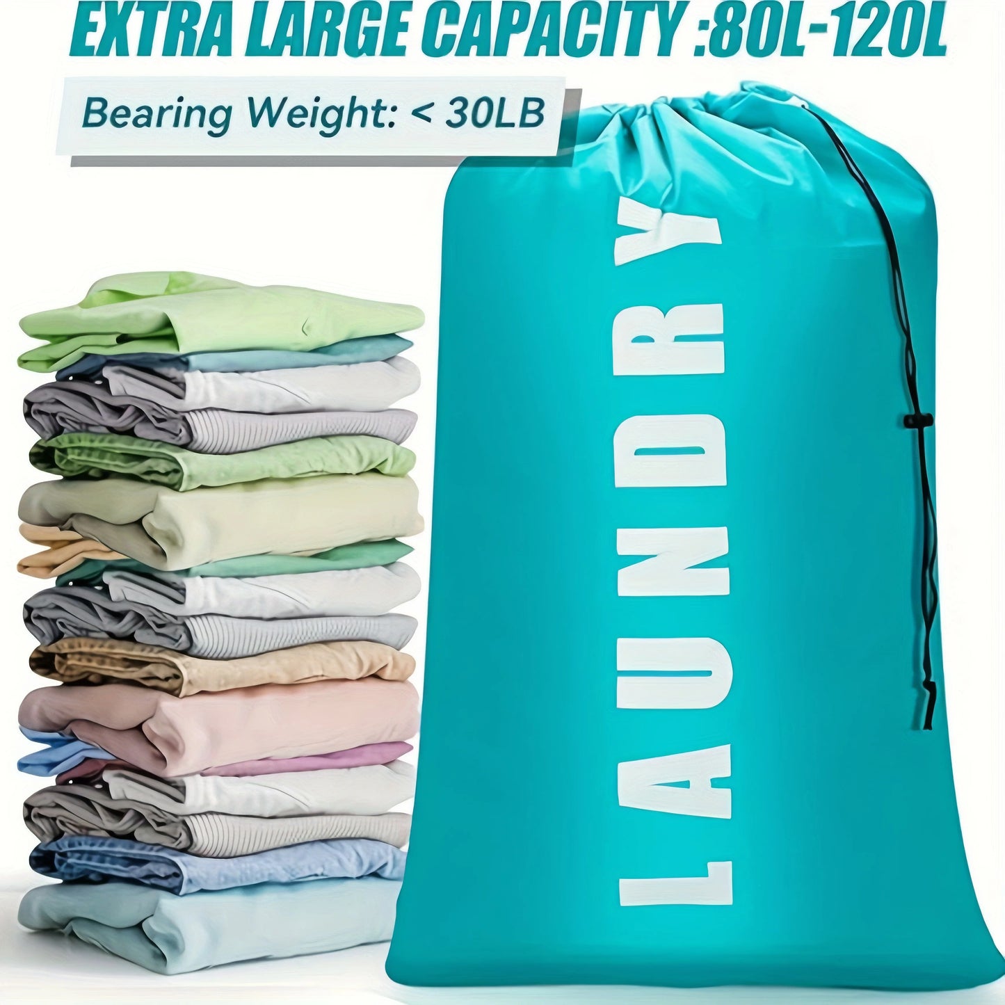 Durable Oxford Cloth Drawstring Storage Bag | Foldable & Portable Design (Blue)