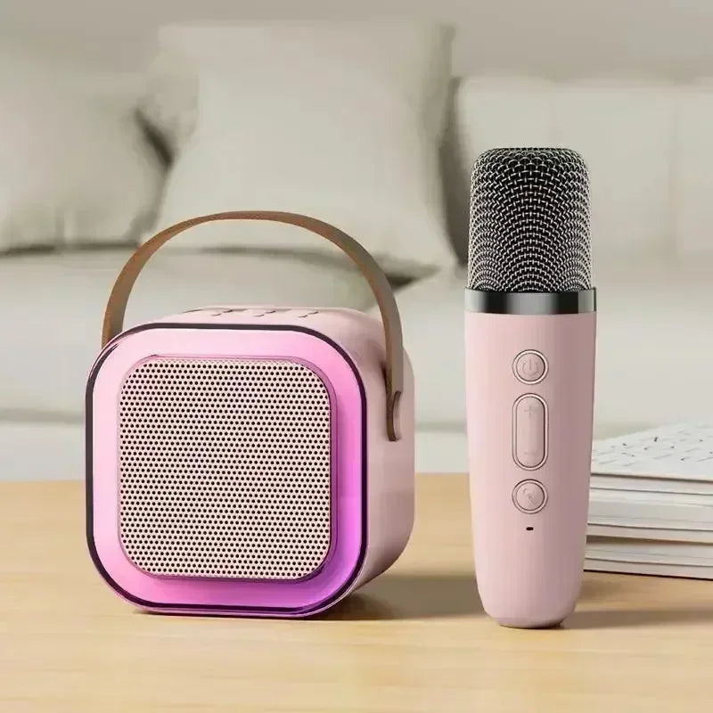 K12 Portable Mini Karaoke Machine Bluetooth Speaker with 1 or 2 Wireless Microphones