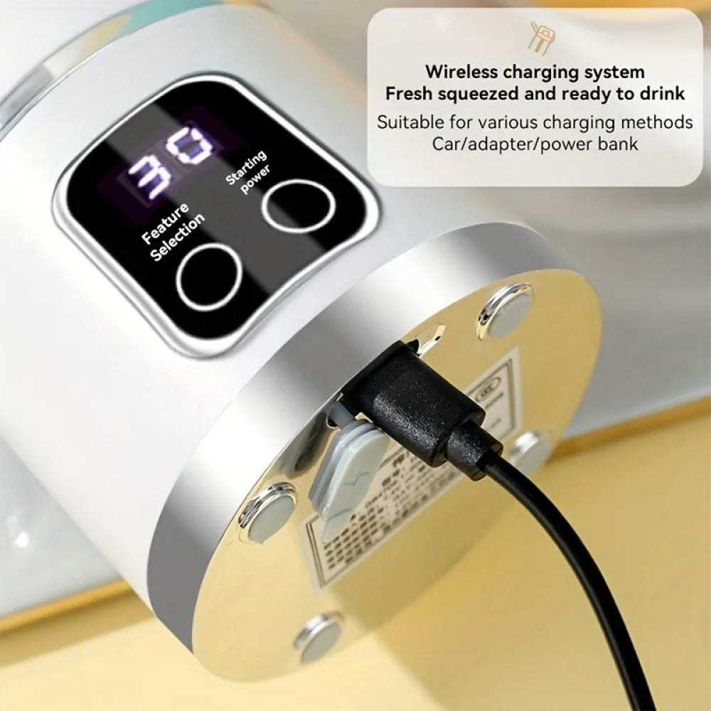 Portable USB Rechargeable Mini Blender – 12 Blade Juicer with Digital Display (Travel & On-the-Go)