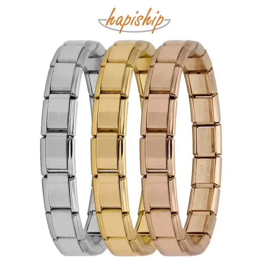 Italian Elastic Stainless Steel Charm Bracelet 9mm