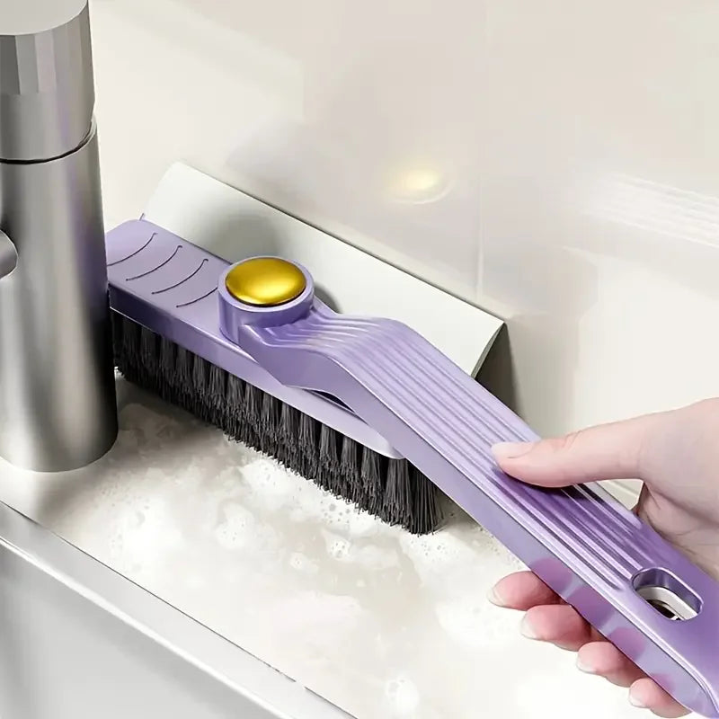 4 in 1 360° Rotating Hard Bristle Scrubber Multi-Purpose Tile Cleaning Brush with Clip Scraper for Bathroom Kitchen Floors
