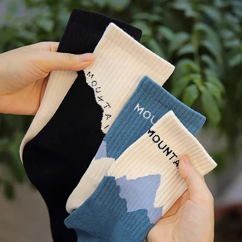 Striped Mid Tube Skateboard Socks Cotton Breathable Hip Hop Athletic Crew Socks