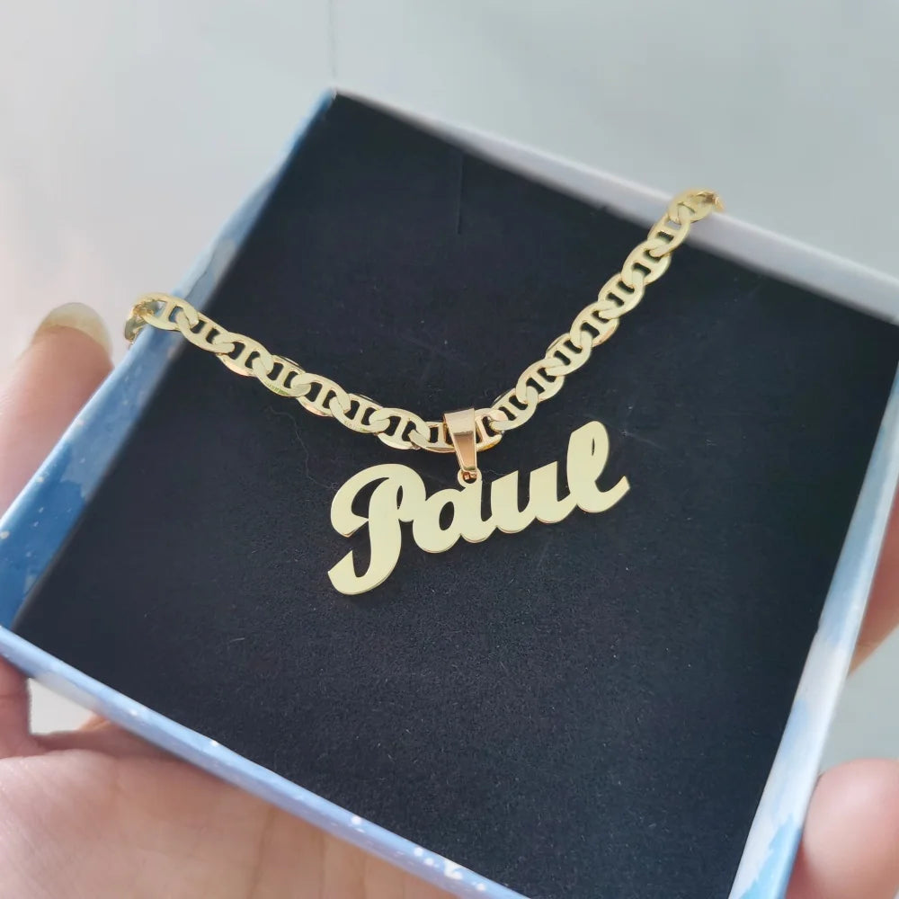 LeeChee Customized Name Letter Necklace | Stainless Steel Handmade Jewelry for Men