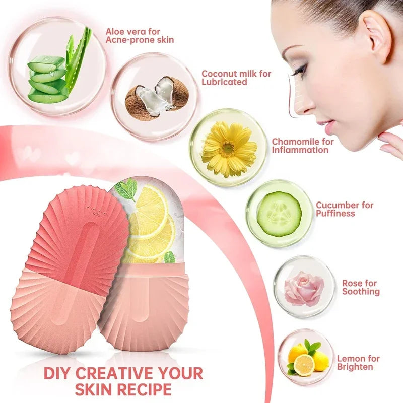 Ice Face Roller – Silicone Ice Cube Facial Massager for Puffy Eyes, Pore Tightening & Skin Refresh