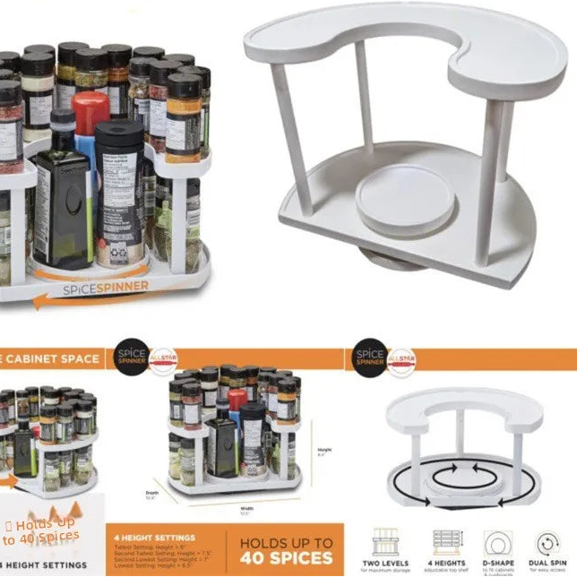 Rotating Spice Rack Organizer – Adjustable Kitchen Storage Spinner