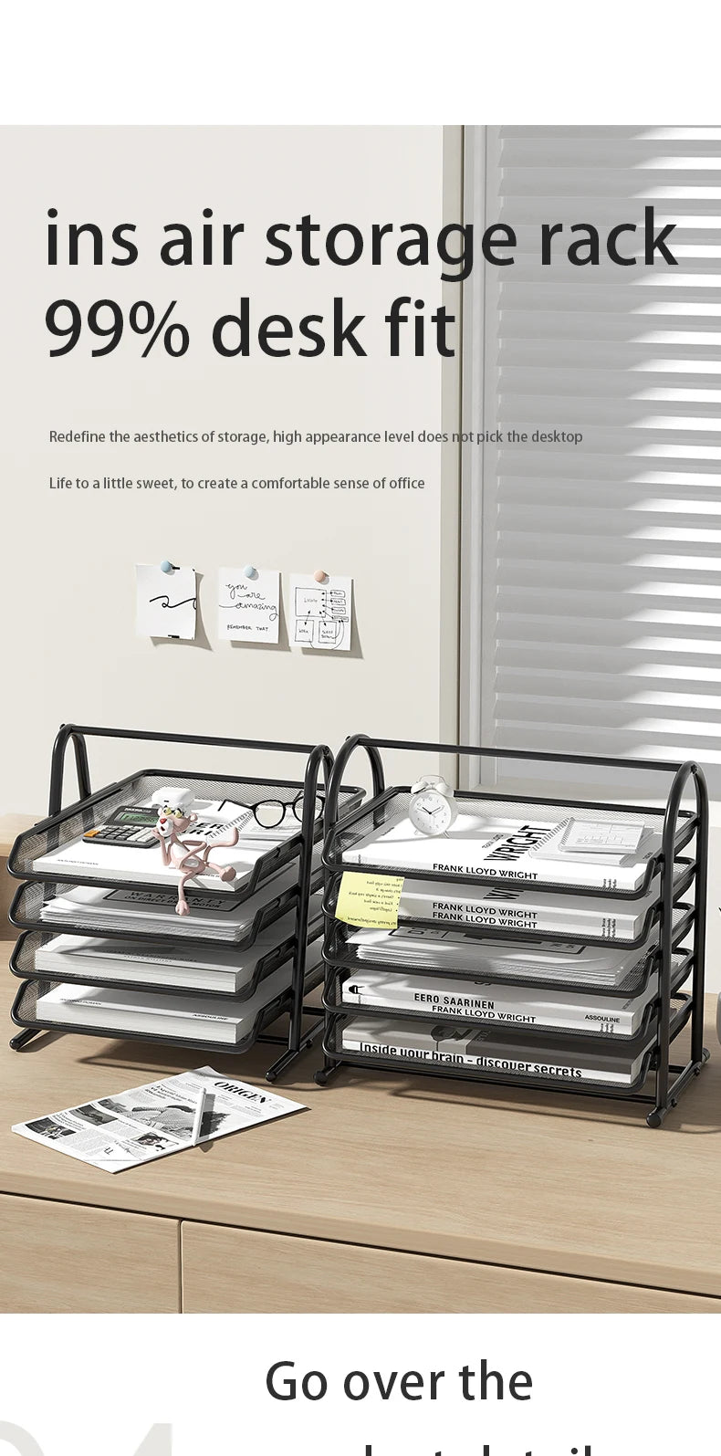 Mesh Paper Organizer Office Desk File Storage Trays Desktop Accessories Holder