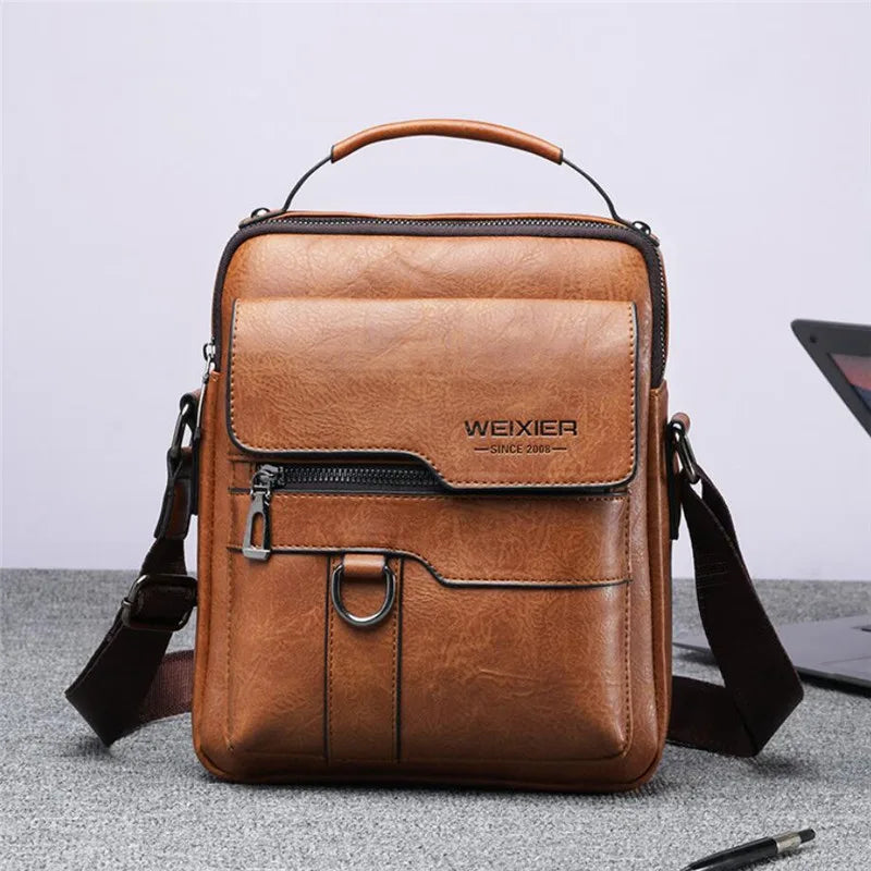 Men's Durable Leather Shoulder Bag High Quality Crossbody Sling Pack for Travel and Fashion