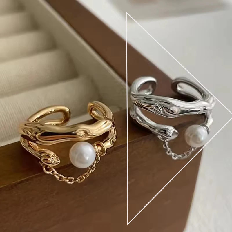 925 Sterling Silver Pearl Smile Adjustable Ring